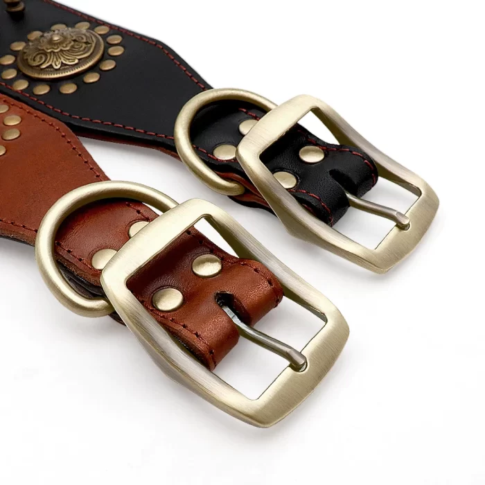 Leather Large Dog Collar Pitbull Spiked Studded Collars - Image 2