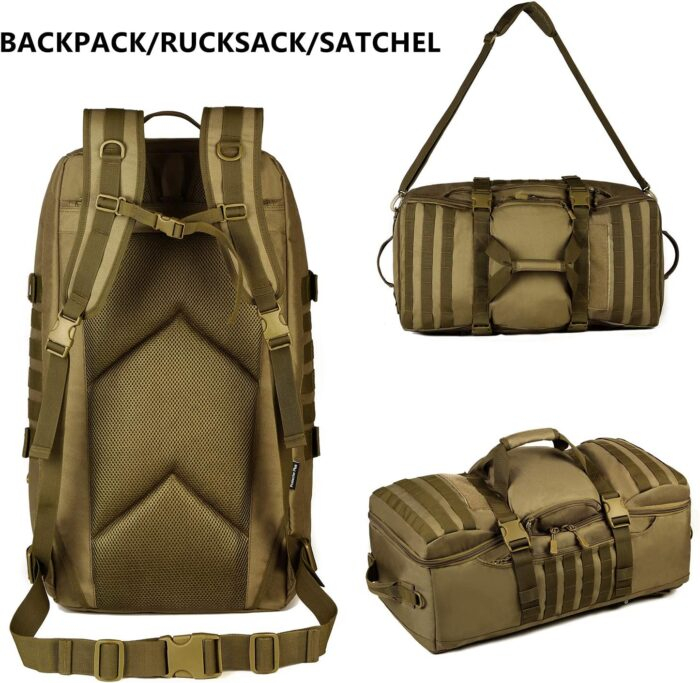 Tactical 60L Travel Duffel Backpack (Rain Cover & Patch Included) - Image 9