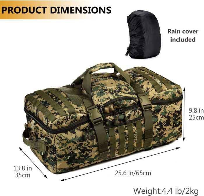 Tactical 60L Travel Duffel Backpack (Rain Cover & Patch Included) - Image 28