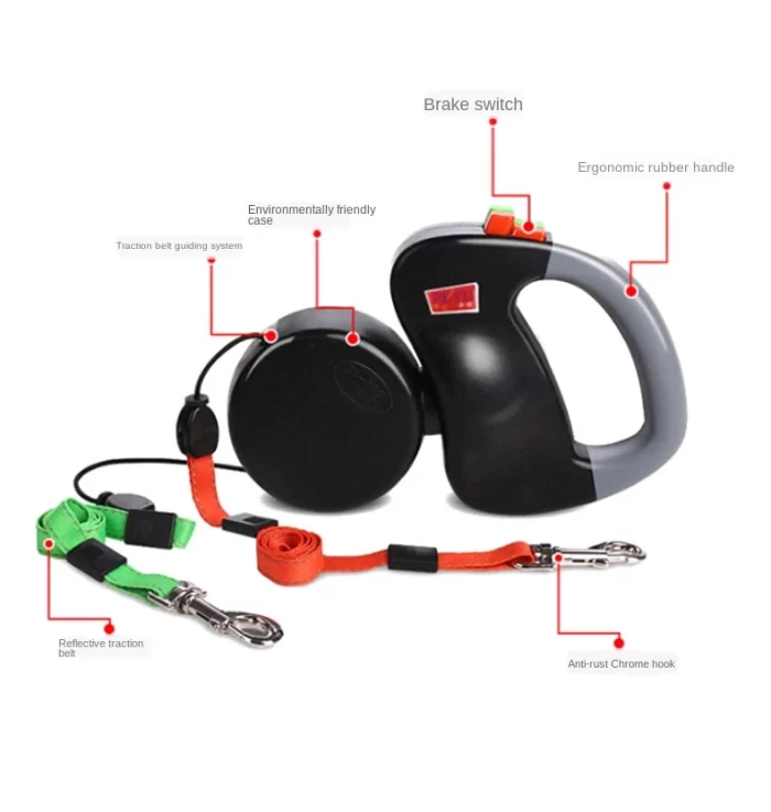 Automatic Retractable Reflective Double-Ended Traction Rope Two Dog Chain - Image 5