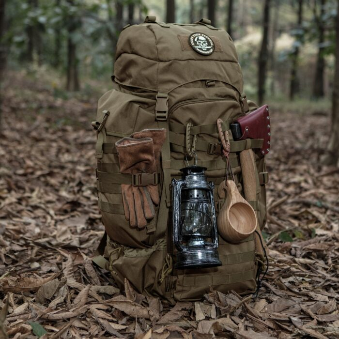70L Backpacking Pack with Rain Cover- Bushcraft, Military - Image 6