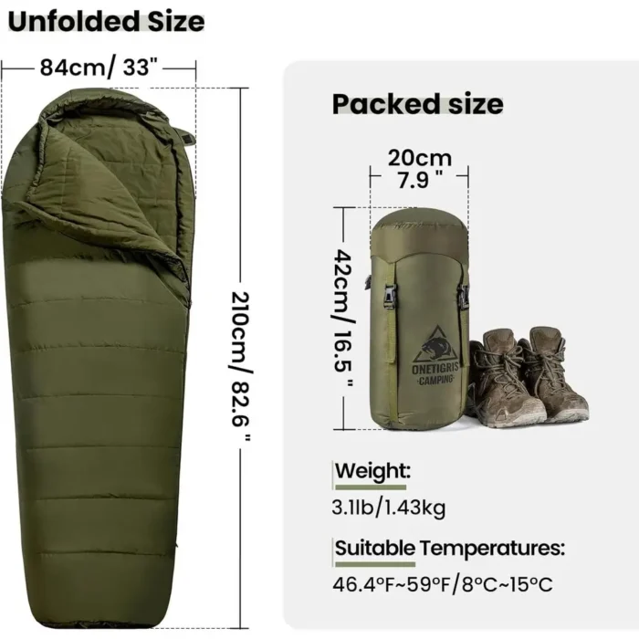 3-Season Mummy-Style Sleeping Bag for Outdoor Adventures - Image 3