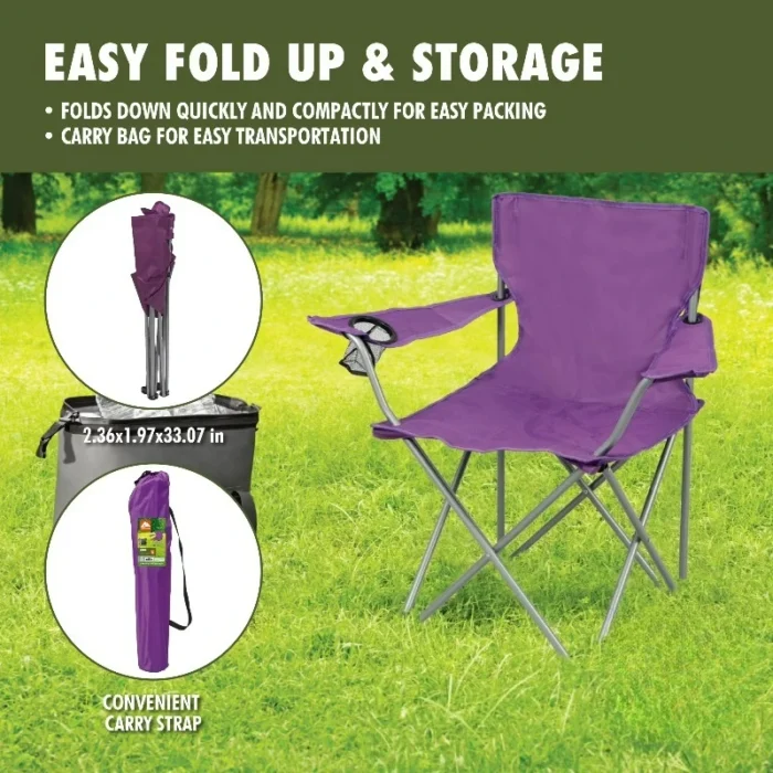 Quad Folding Camp Chair with Built-In Cup Holder - Image 5
