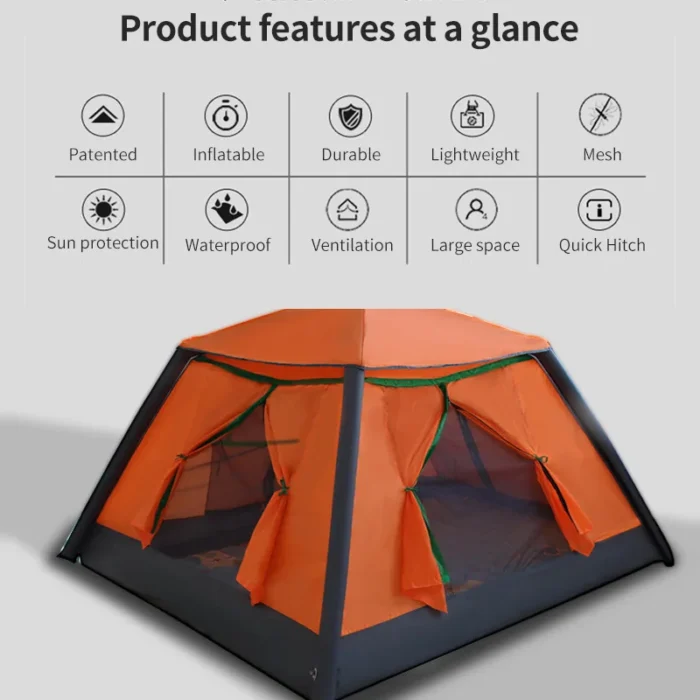 Quick-Open Inflatable Family Tent with Rain & Mosquito Protection - Image 4