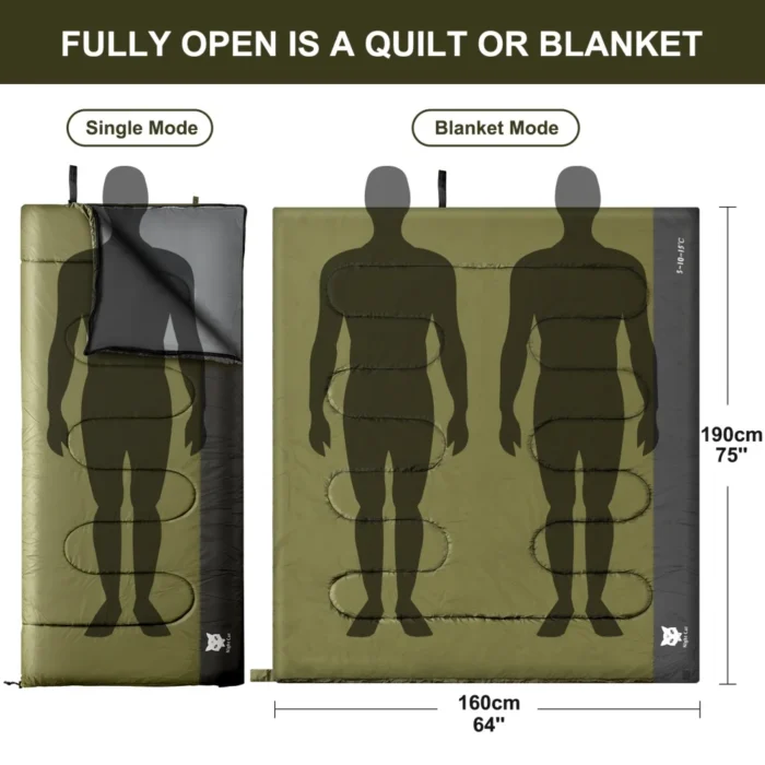 Lightweight 3-Season Sleeping Bag with Convertible Quilt Design - Image 5
