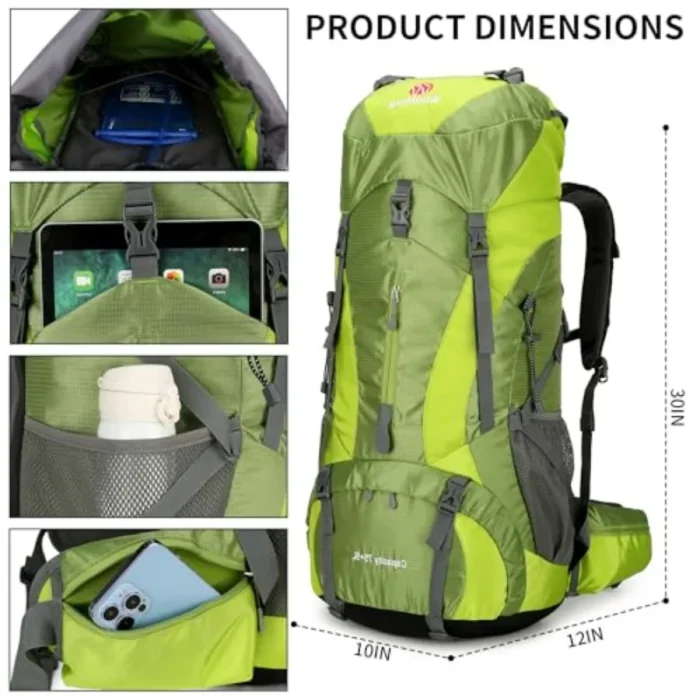 70L+5L Waterproof Hiking Backpack with Rain Cover - Image 6