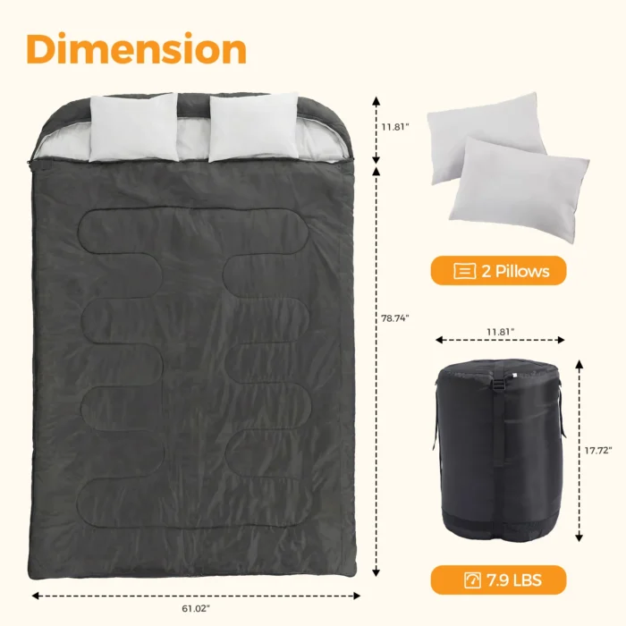 JHK 3-Season Double Sleeping Bag - Image 2