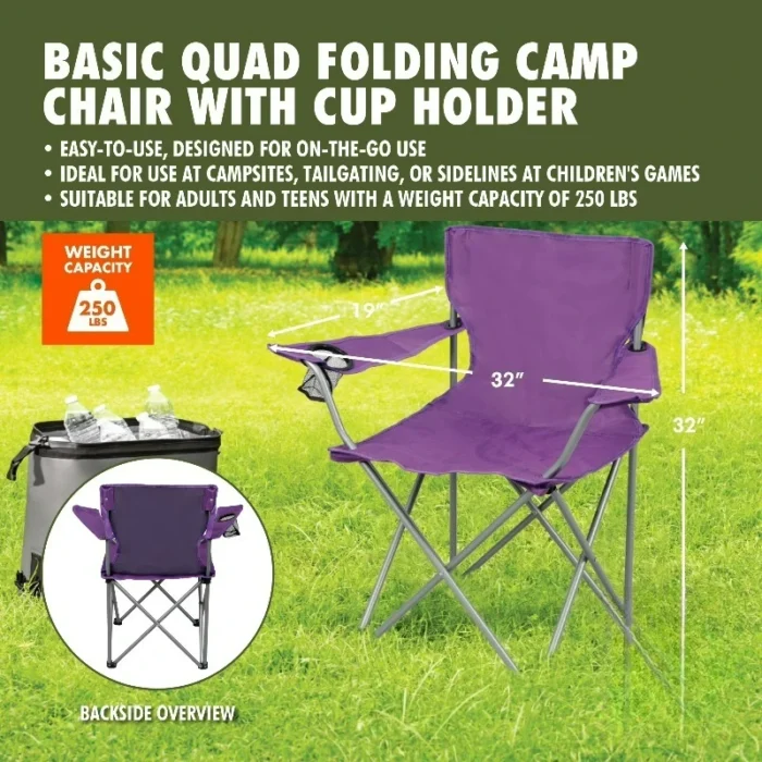 Quad Folding Camp Chair with Built-In Cup Holder - Image 3