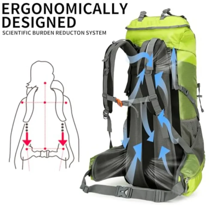 70L+5L Waterproof Hiking Backpack with Rain Cover - Image 2