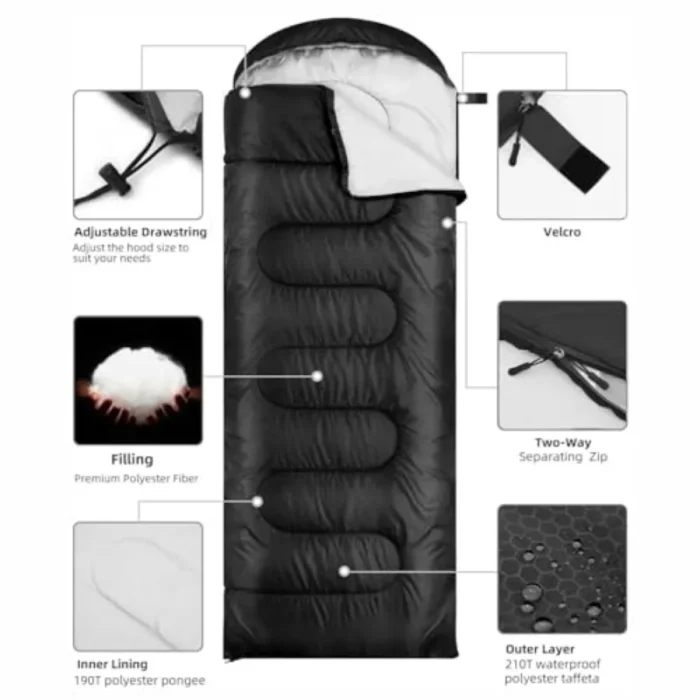 Lightweight Waterproof Sleeping Bag for Camping & Backpacking - Image 6