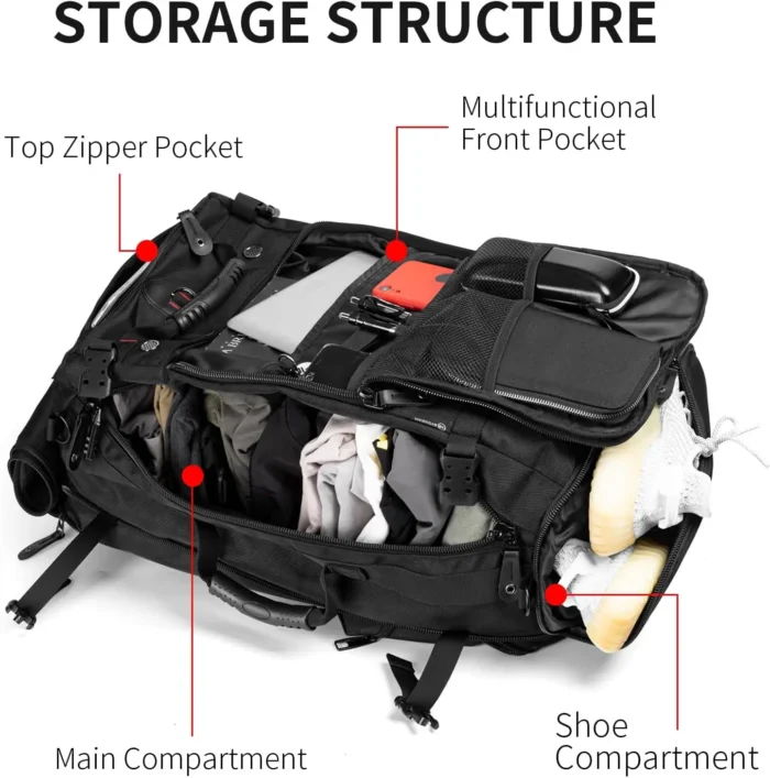 60L Expandable Travel Duffle Backpack with Laptop Compartment - Image 6