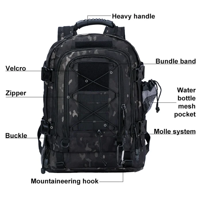 Expandable 55–60L Tactical Backpack with MOLLE System - Image 4