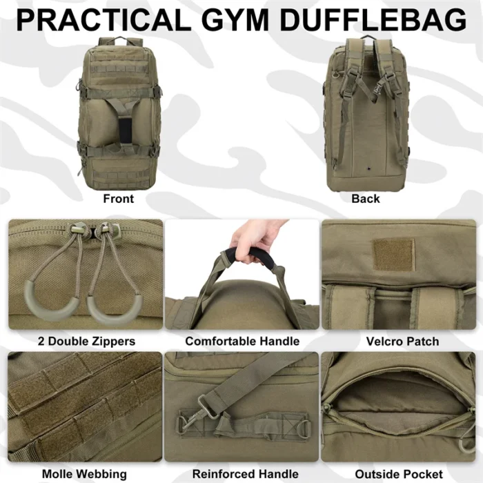 Molle Tactical Duffle Backpack for Hiking, Travel & Expedition Gear - Image 4