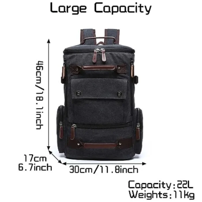 Vintage Canvas Backpack for Travel & Outdoor Use - Image 2