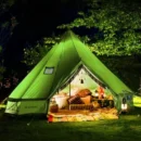 100% Cotton Canvas Bell Tent with Stove Jack, Waterproof 4-Season Family Glamping Shelter - Image 5