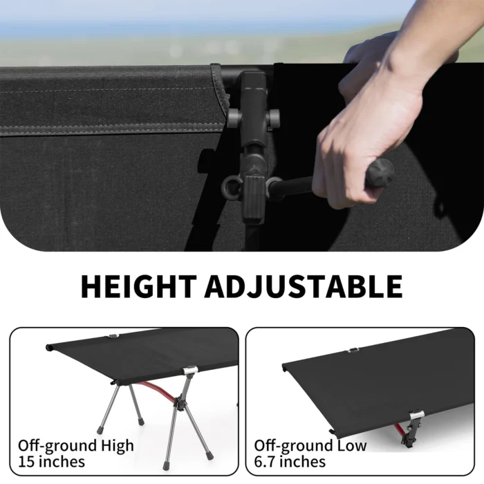 Height-Adjustable Aluminum Camping Cot with Ultralight Folding Design - Image 4