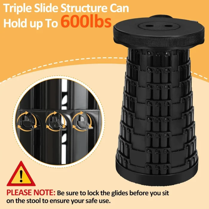 Collapsible Camping Stool with 3-in-1 Carry Bag & Retractable Design - Image 3
