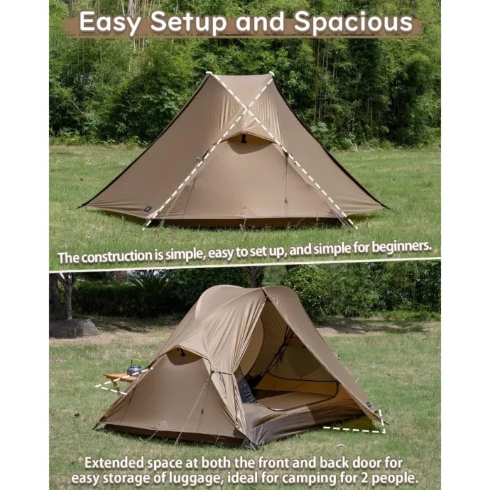 TOMOUNT Ultralight Backpacking Tent for 1–2 Person, 3.3–4.4LB Nylon Hiking Shelter - Image 4