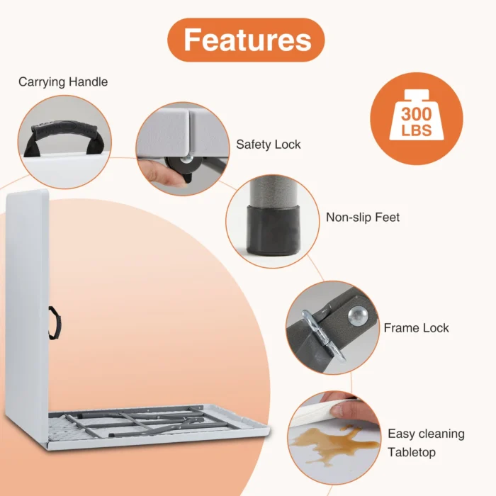 Heavy-Duty Folding Table with Carry Handle & Safety Lock - Image 4