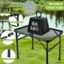 2 x 1.3 FT Adjustable Folding Camping Table with Mesh Top Grill Stand - Image 3