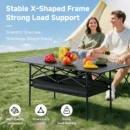 MDF Folding Camping Table with Metal Frame – Black - Image 5