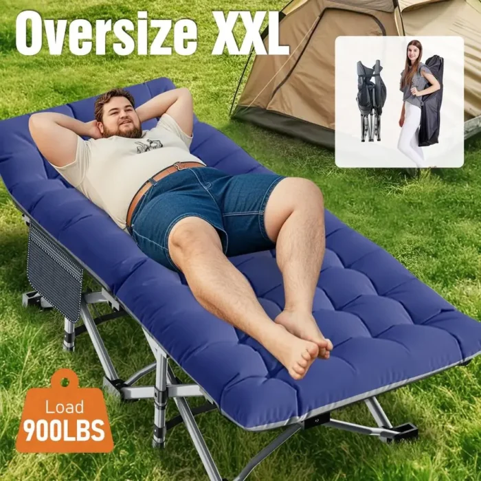 XXL Heavy-Duty Folding Camping Cot with Removable Mattress - Image 3