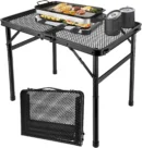2 x 1.3 FT Adjustable Folding Camping Table with Mesh Top Grill Stand