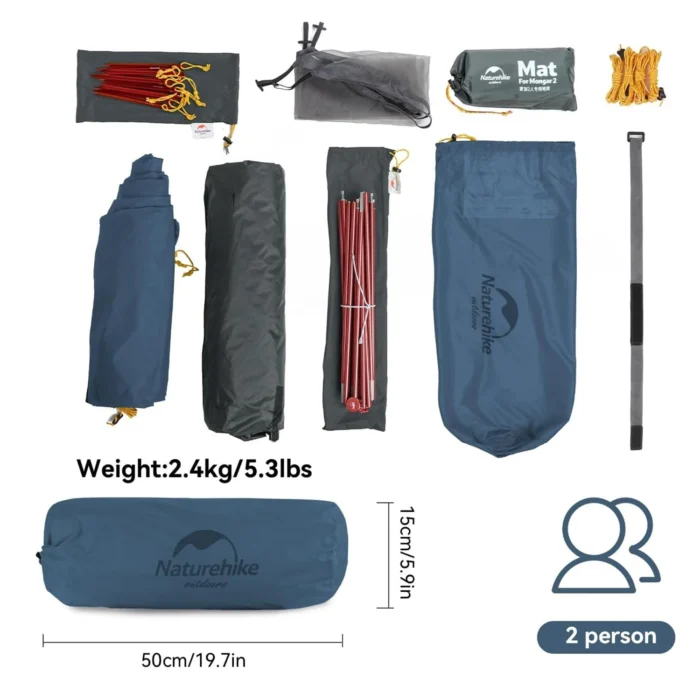 2-Person Double-Layer Trekking Tent with Aluminum Alloy Poles & 3000mm Waterproof Rating - Image 3