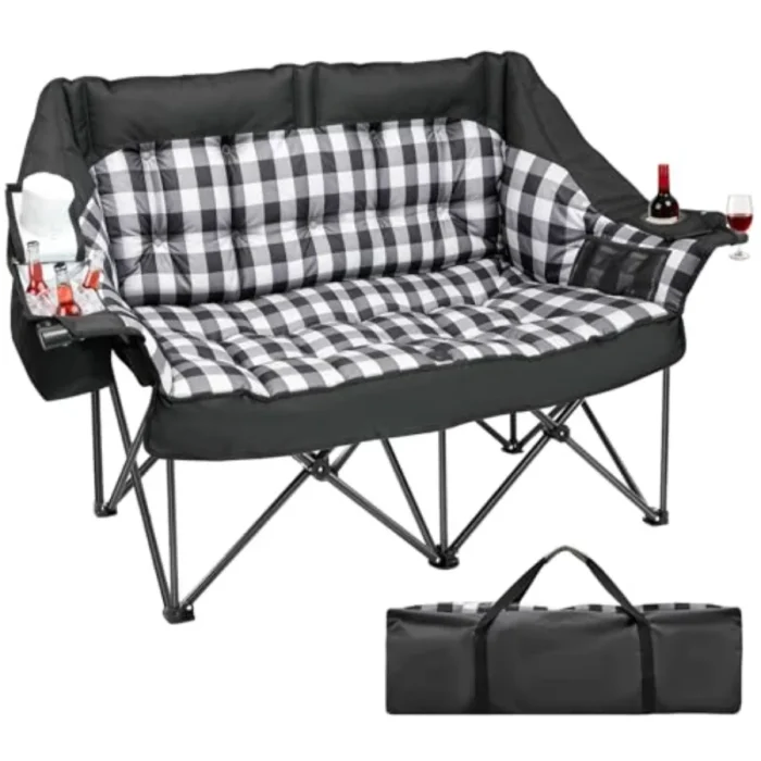 Oversized 2-Person Camp Loveseat with Wine Glass Holders - Image 7
