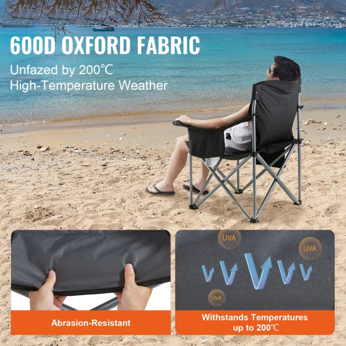 Heavy-Duty Folding Camp Chair with Cooler Pocket & Storage - Image 6