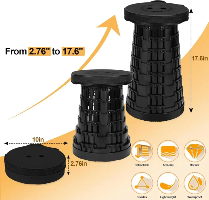 Collapsible Camping Stool with 3-in-1 Carry Bag & Retractable Design - Image 2