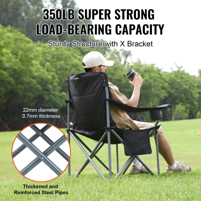 Heavy-Duty Folding Camp Chair with Cooler Pocket & Storage - Image 4