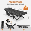 450LB Folding Camping Cot with Cushion, Double-Layer 600D Fabric & Side Storage Pocket - Image 5