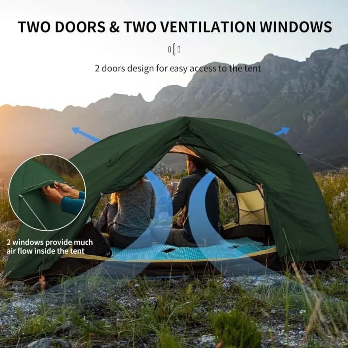 2-Person Double-Layer Trekking Tent with Aluminum Alloy Poles, 3000mm+ Waterproof 4-Season Shelter - Image 2
