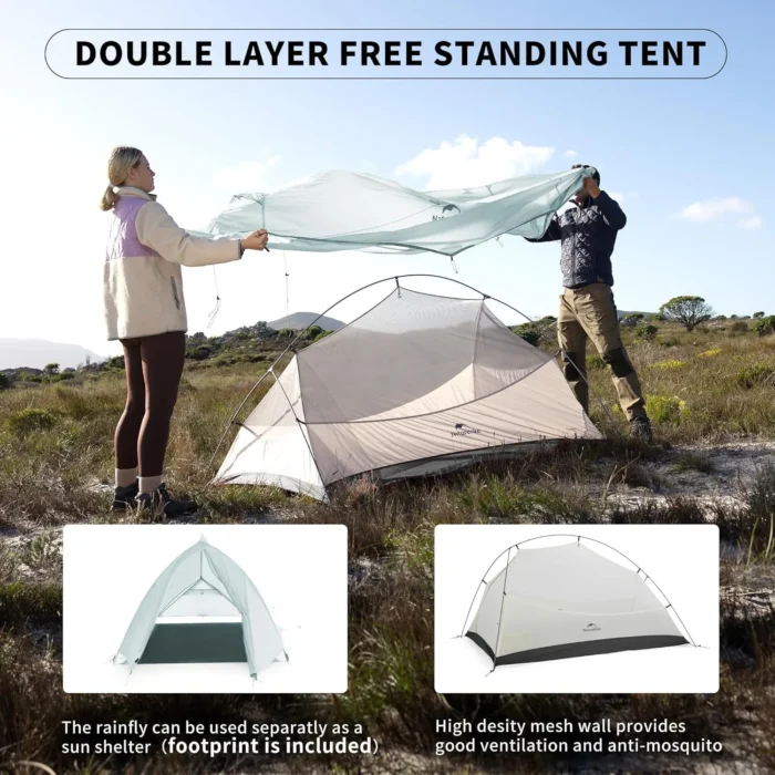 Naturehike Cloud Up UL 1/2 Person Tent Ultralight Camping Tent Double Layer Waterproof Backpacking Tent Outdoor Hiking Tent - Image 5