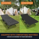 450LB Folding Camping Cot with Cushion, Double-Layer 600D Fabric & Side Storage Pocket - Image 3
