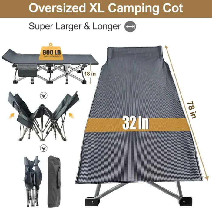 XXL Folding Camp Cot with Removable Mattress & Carry Bag - Image 3