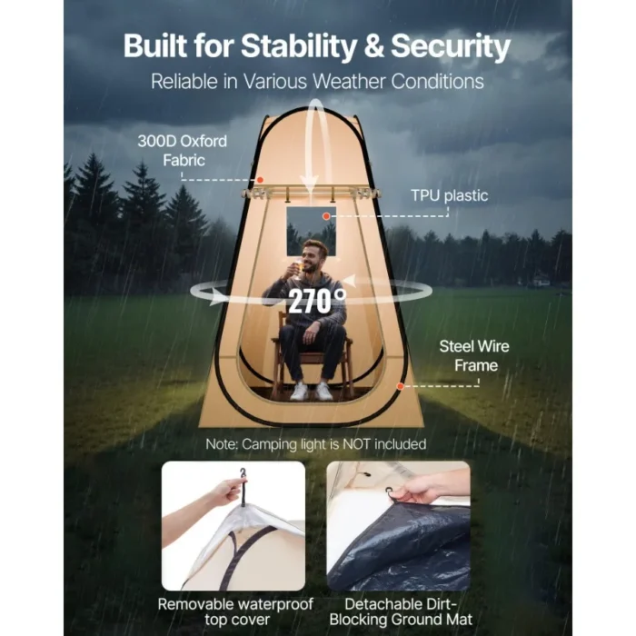 47" x 47" Pop-Up Clear Sports Tent with Floor Mat & Waterproof Cover - Image 3