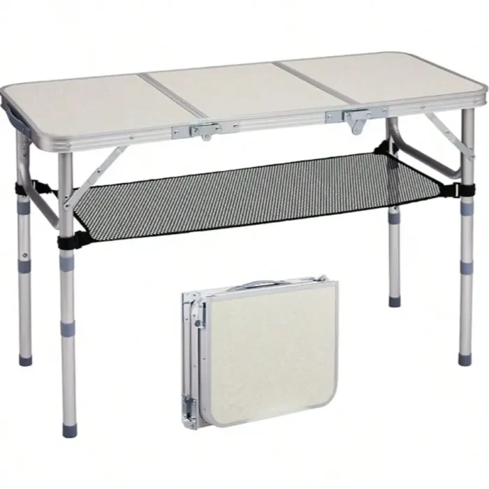 3FT Folding Camping Table with 3 Adjustable Heights, Aluminum Lightweight Picnic Table - Image 7