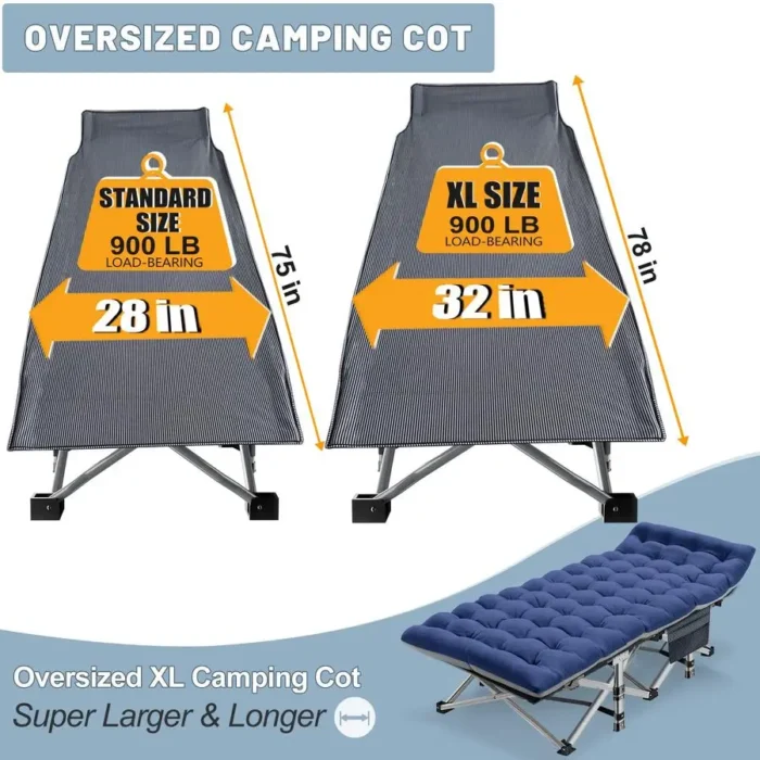 XXL Heavy-Duty Folding Camping Cot with Removable Mattress - Image 4