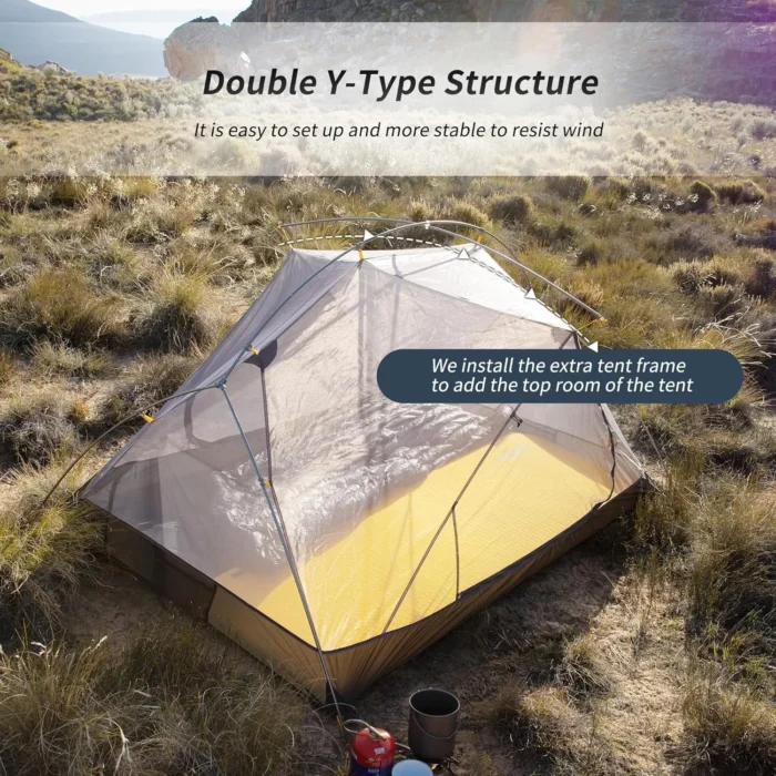 2-Person Double-Layer Trekking Tent with Aluminum Alloy Poles & 3000mm Waterproof Rating - Image 2