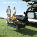 MDF Folding Camping Table with Metal Frame – Black - Image 3