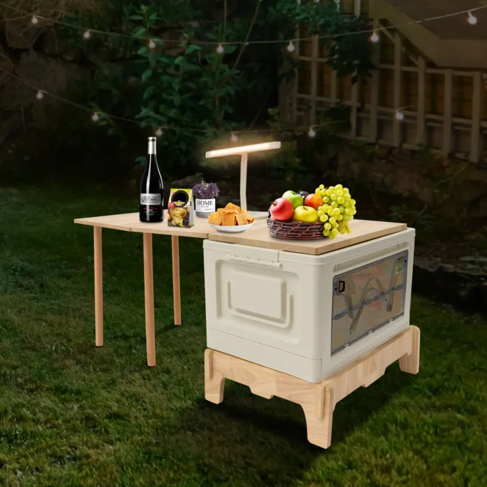45L Folding Camping Table with Storage Box, LED Light & Expandable Top - Image 5