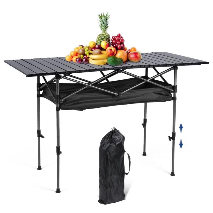 Adjustable Camping Table with Under-Table Storage Rack - Image 2