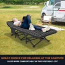 450LB Folding Camping Cot with Cushion, Double-Layer 600D Fabric & Side Storage Pocket - Image 2