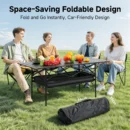 MDF Folding Camping Table with Metal Frame – Black - Image 6