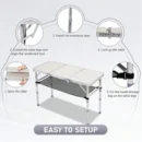 3FT Folding Camping Table with 3 Adjustable Heights, Aluminum Lightweight Picnic Table - Image 6