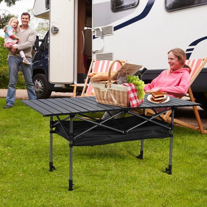 Adjustable Camping Table with Under-Table Storage Rack - Image 3