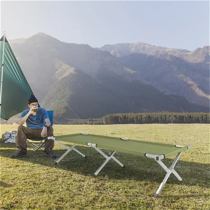 Aluminum Folding Camping Cot with Oxford Fabric & Carry Bag - Image 2