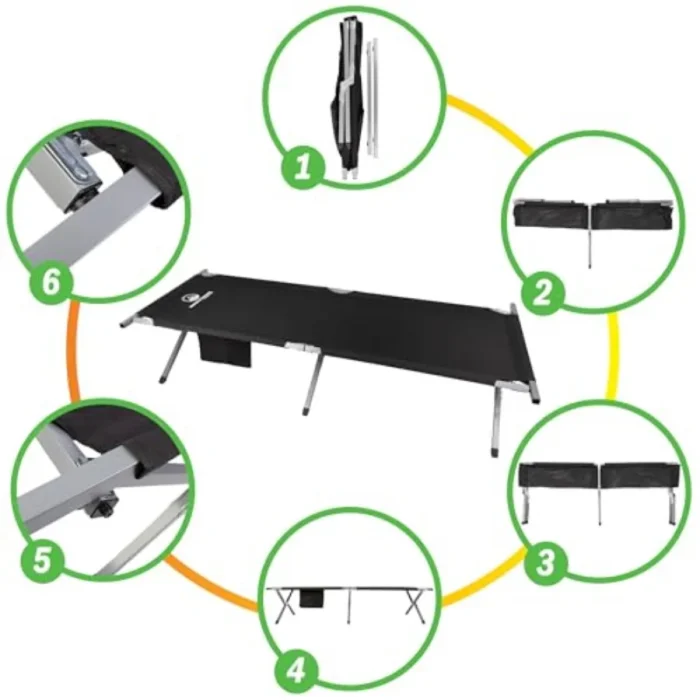 Portable Folding Camp Cot with Heavy-Duty Steel Frame - Image 6
